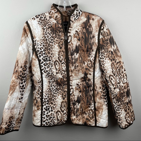 dennis by DENNIS BASSO Animal Print Zip Up Jacket Size XS - Picture 2 of 7
